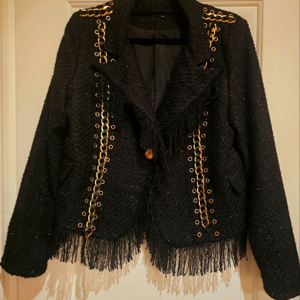 Beulah Black Blazer with Gold Accents